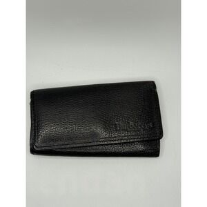 Burberrys London Black Leather Key Holder Case Wallet Vintage Plaid‎ Snap